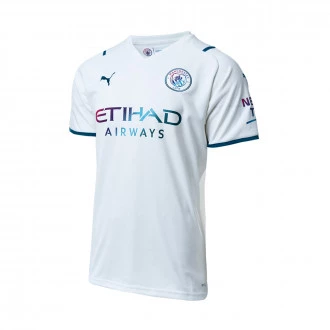 Camiseta Manchester City FC Segunda Equipación 2021-2022 Niño White-Ocean Depths