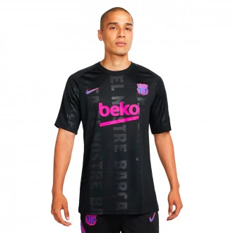Camiseta FC Barcelona Pre-Match 2021-2022 Black-Fireberry-Hyper Royal