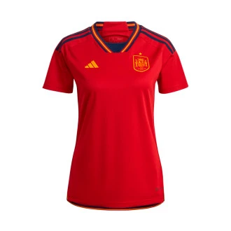 Maglia Spagna primo kit  Mundial Qatar 2022 Donna Power Red-Navy Blue