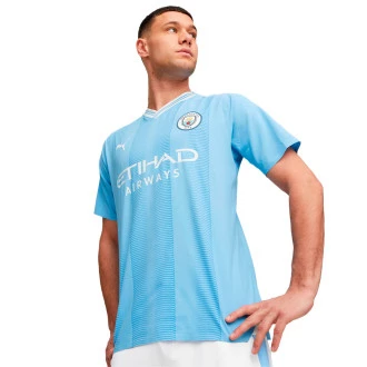 Camiseta Manchester City Primera Equipación Authentic 2023-2024 Team Light Blue-White