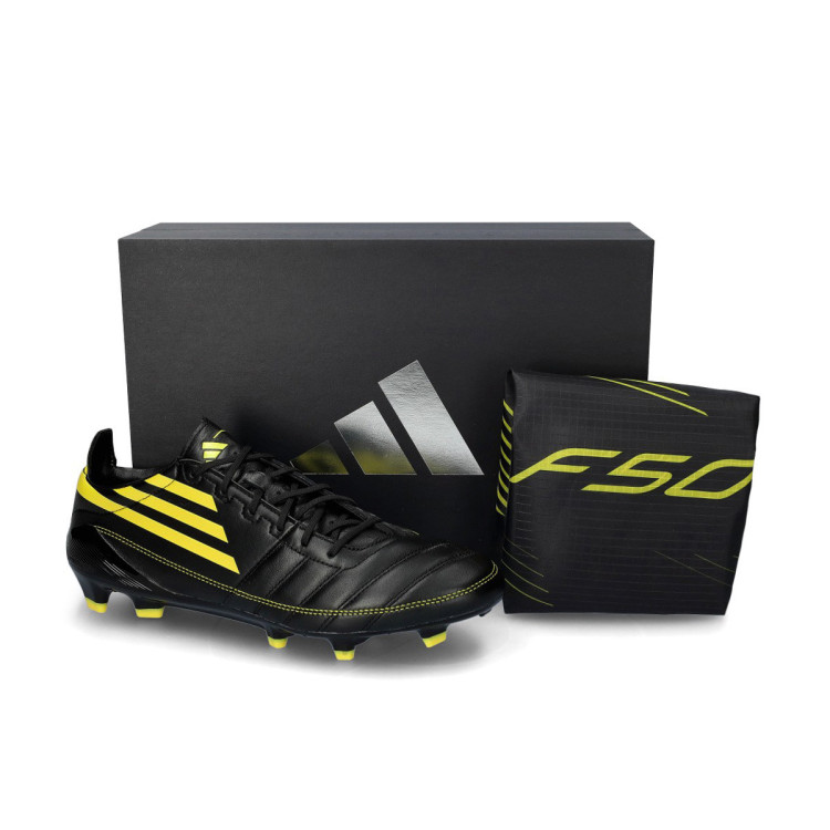 Scarpe adidas F50 Elite Leather FG 2010 Core Black-Yellow-Utility