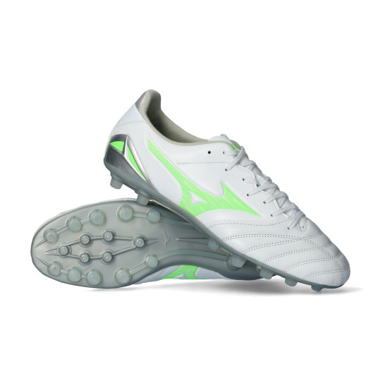 Scarpe Mizuno Morelia Neo IV Pro AG White-Neon Green-Cool Gray 3C
